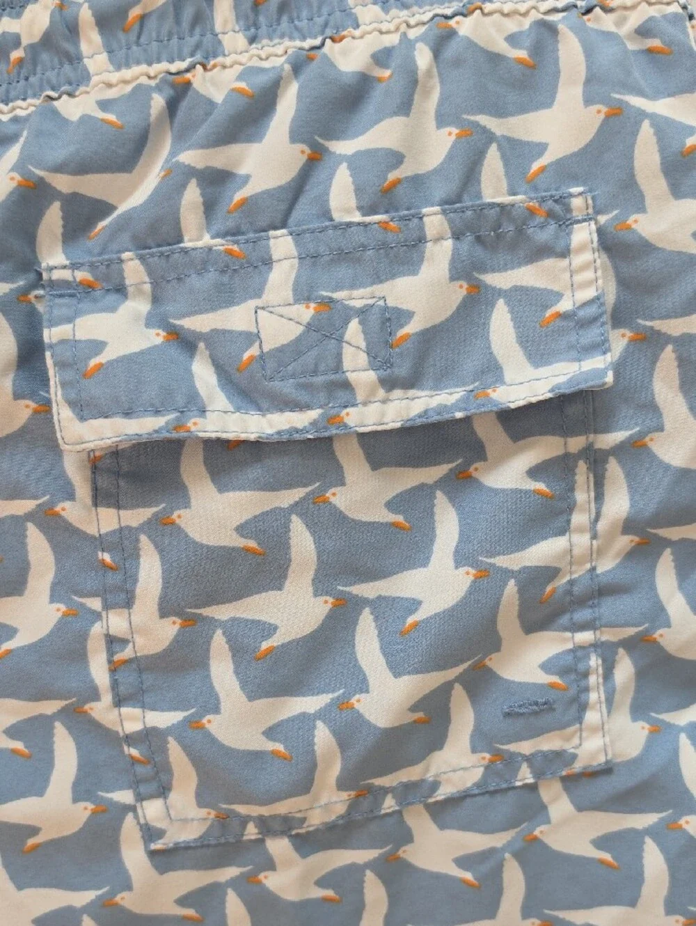 Tom & Teddy Blue & White Seagull Print Swim Trunks
